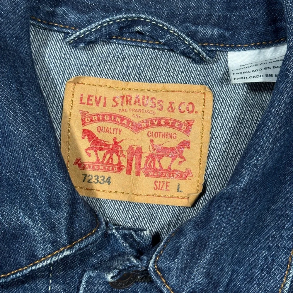 Levi's Type 3 Trucker Jacket‎ Mens Size L Dark Wash Blue Denim 72334